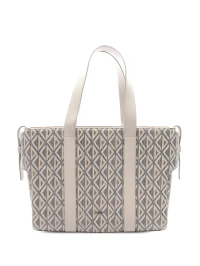 Pre-owned Dior 2000-2026 Cd Diamond Coated Canvas Corolle Tote Bag In Gray