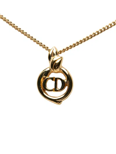 Pre-owned Dior 2000-2026 Gold Plated Cd Logo Pendant Necklace Costume Necklace
