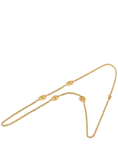 Pre-owned Dior 2000-2026 Gold Plated Cd Station Rope Chain Necklace Costume Necklace