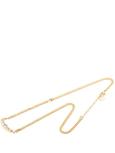 Pre-owned Dior 2000-2026 Gold Plated Strass Pendant Necklace Costume Necklace
