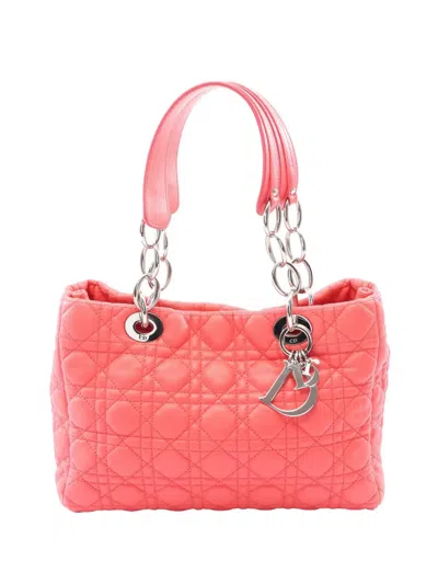Pre-owned Dior 2000-2026 Lambskin Cannage Tote Bag In Pink