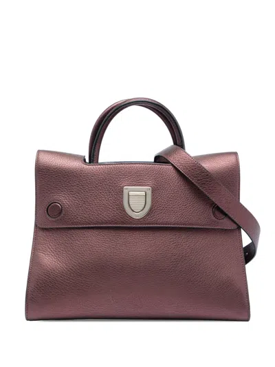 Pre-owned Dior 2000-2026 Medium Metallic Grained Calfskin Ever Satchel In Red
