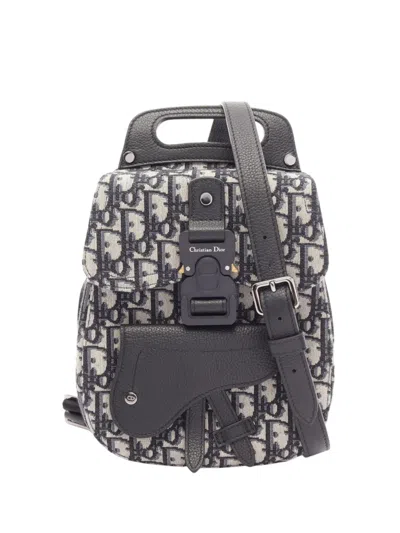 Pre-owned Dior 2000-2026 Mini Oblique Gallop Backpack In Blue