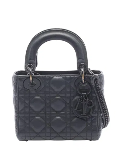 Pre-owned Dior 2000-2026 Mini Ultra Matte Calfskin Cannage Lady  Satchel In Black