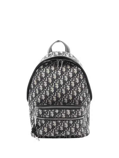 Pre-owned Dior 2000-2026 Oblique Canvas Rider Backpack In Blue