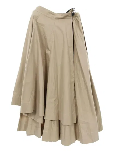 Pre-owned Dior 2000s Asymmetry Pleats Wrap Midi Skirt In Neutral