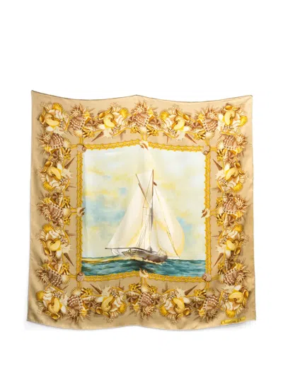 Pre-owned Dior 2000s Boat Silk Scarf In Neutral
