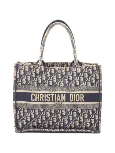 Pre-owned Dior 2000s Book Oblique-canvas Tote Bag In Blue