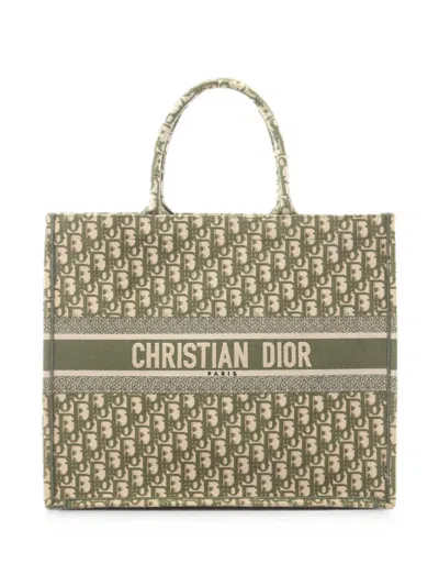 Pre-owned Dior 2000s Book Tote Oblique Tote Bag In グリーン