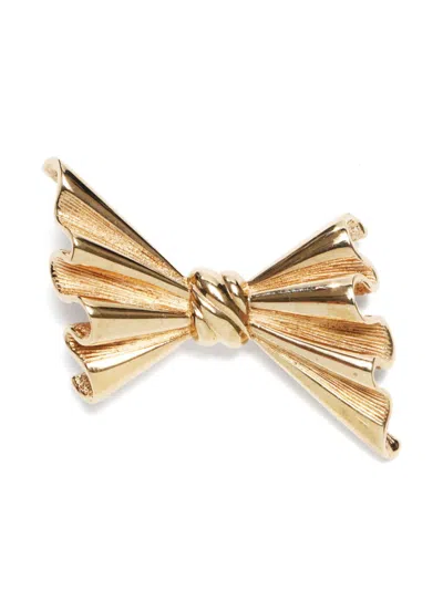 Pre-owned Dior 2000s Bow Brooch In Gold