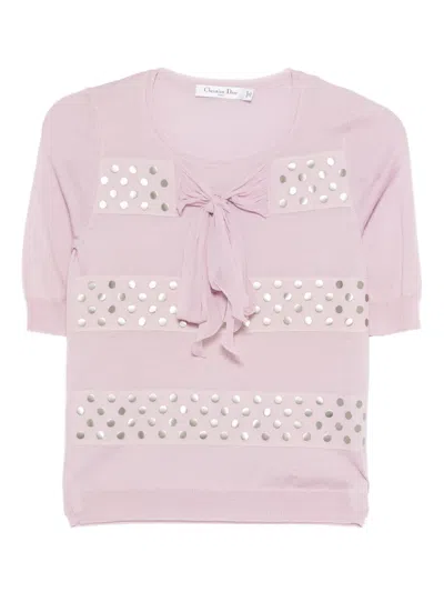 Pre-owned Dior 2000s Bow-embellishment T-shirt In Pink
