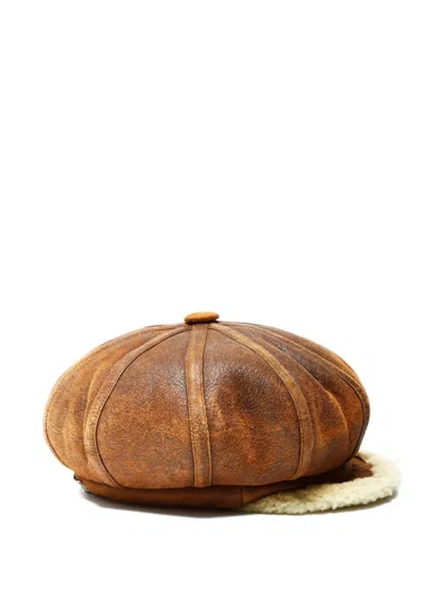 Pre-owned Dior 2000s Button Leather Cap In Brown