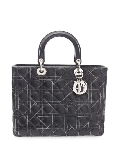 Dior 2000s Canage Leather Handbag In Black