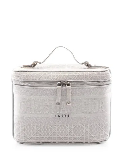 Pre-owned Dior 2000s Cannage Travel Make Up Bag In Grey