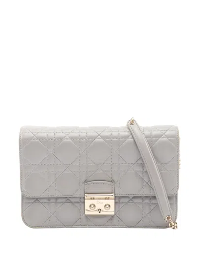 Pre-owned Dior 2000s Cannage Miss  Shoulder Bag In Gray