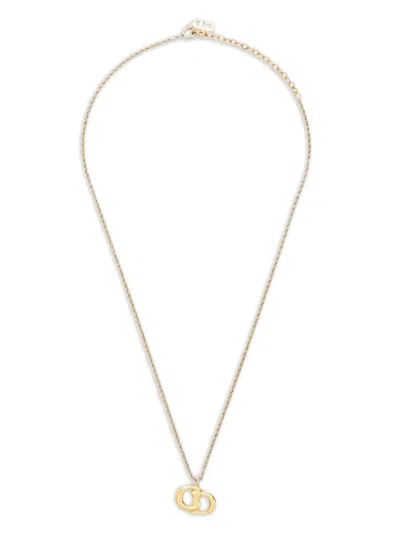 Pre-owned Dior 2000s Cd Logo Necklace In Gold
