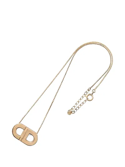 Pre-owned Dior 2000s Cd Logo Necklace In Gold