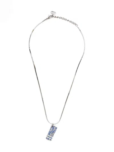 Pre-owned Dior 2000s Cd Logo Trotter Charm Necklace In Silver