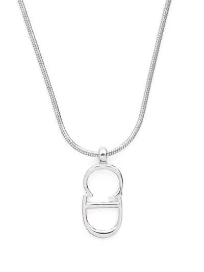 Pre-owned Dior 2000s Cd Pendant Necklace In 银色