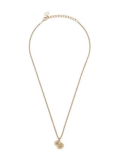 Pre-owned Dior 2000s Cd Pendant Necklace In Gold