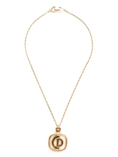 Pre-owned Dior 2000s Cd-pendant Necklace In Gold