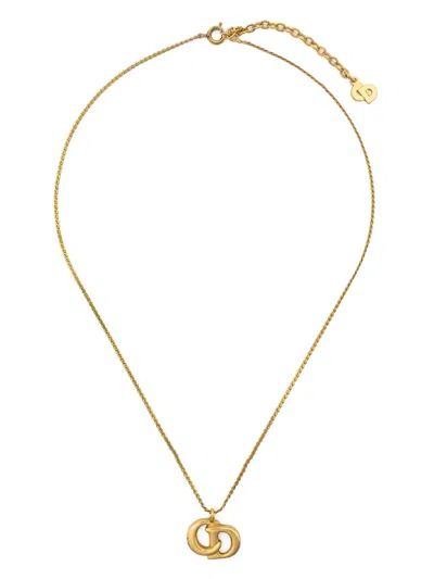 Pre-owned Dior 2000s Cd-pendant Polished Necklace In Gold