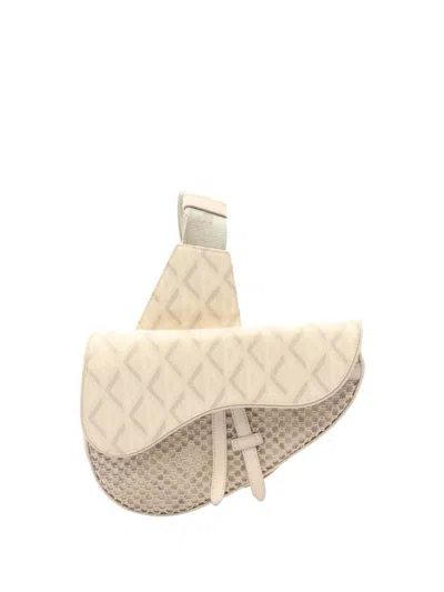Pre-owned Dior 2000s Cd Saddle Belt Bag In Neutral