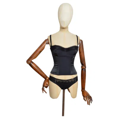 Pre-owned Dior 2000s Christian  By John Galliano Black Bustier Lingerie Corset & Panties Xs