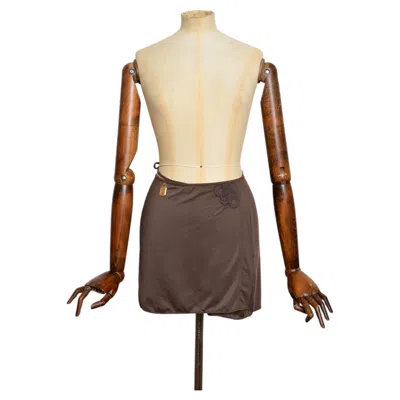 Pre-owned Dior 2000s Christian  By John Galliano Brown Wrap Mini Skirt - Beach Cover Up