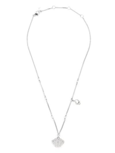 Pre-owned Dior 2000s Crown Necklace In Silver