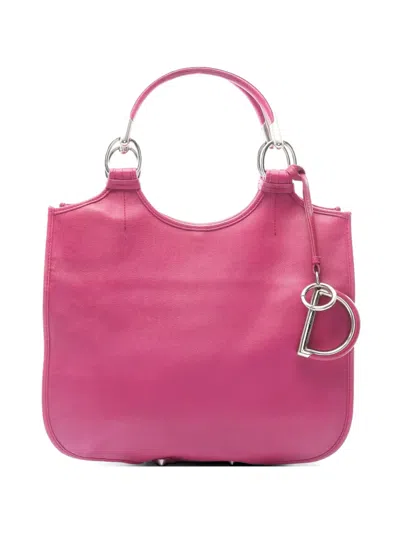 Pre-owned Dior 2000s D Charm Leather Handbag In Pink