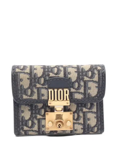 Pre-owned Dior 2000s Addict Oblique Trifold Wallet In Neutrals