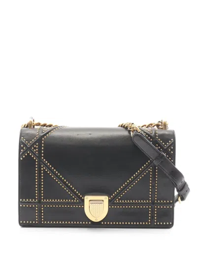 Pre-owned Dior 2000s Ama Studded Shoulder Bag In Black
