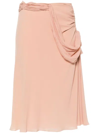Pre-owned Dior 2000s  Draped Silk Skirt In Pink