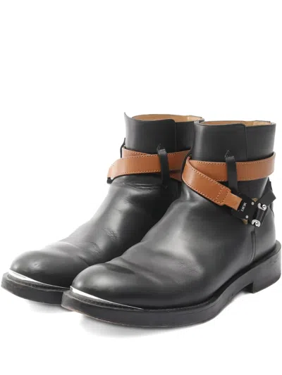 Pre-owned Dior 2000s Evidence Buckle Leather Boots In Black