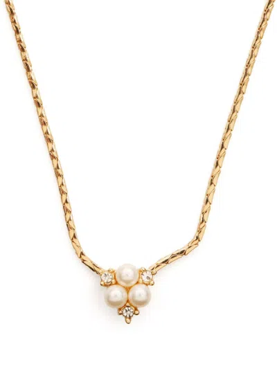 Pre-owned Dior 2000s Faux-pearl Neckalce In Gold