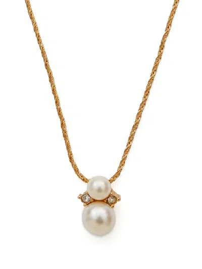Pre-owned Dior 2000s Faux-pearl Necklace In Gold