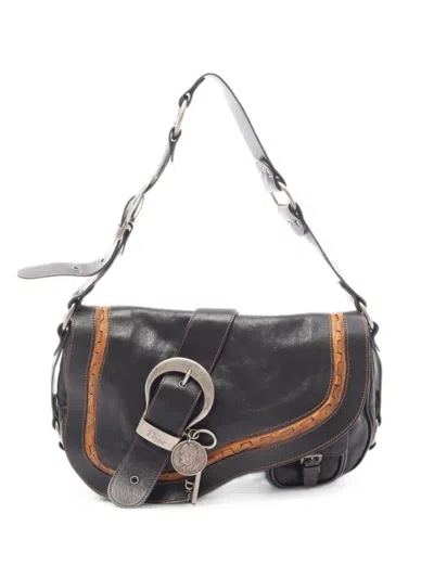 Pre-owned Dior 2000s Gaucho Shoulder Bag In Black