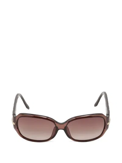 Pre-owned Dior 2000s Geometric-frame Sunglasses In Brown