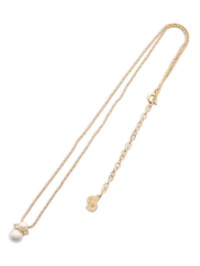 Pre-owned Dior 2000s Gp Faux-pearl Rhinestone Jewellery Set (set Of Two) In Gold