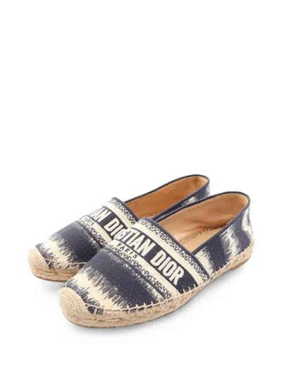 Pre-owned Dior 2000s Granville Logo-embroidered Flat Espadrilles In Blue