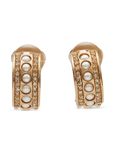 Pre-owned Dior 2000s Half-hoop Clip-on Earrings In Gold