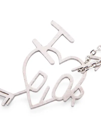 Pre-owned Dior 2000s Heart-shape Necklace In Silver