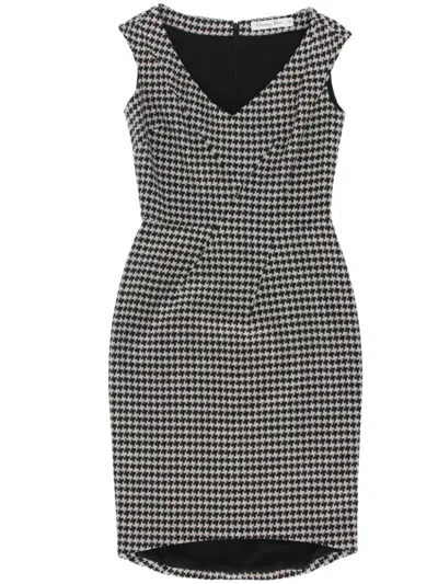 Pre-owned Dior 2000s Houndstooth Mini Dress In Black