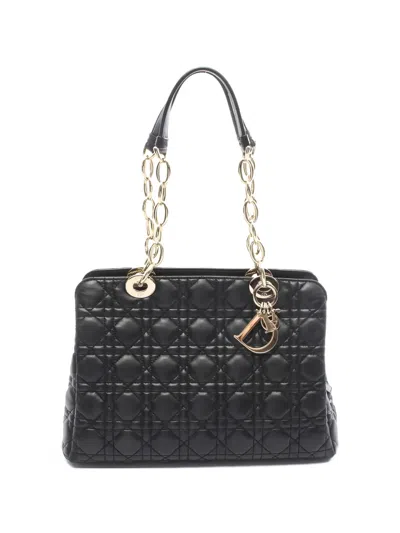 Pre-owned Dior 2000s Lady  Cannage Chain Tote Bag In Black