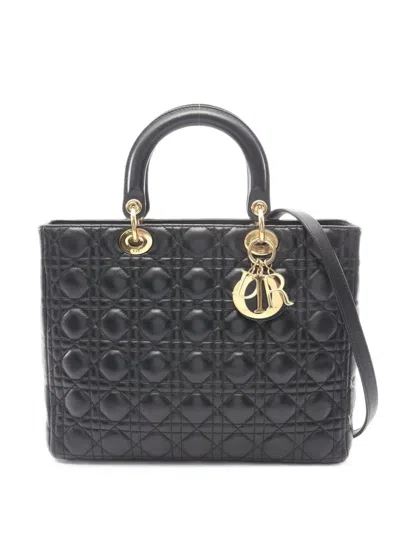 Dior 2000s Lady  Cannage Leather Tote Bag In White