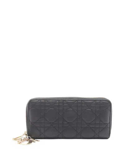 Pre-owned Dior 2000s Lady  Cannage Wallet In Black