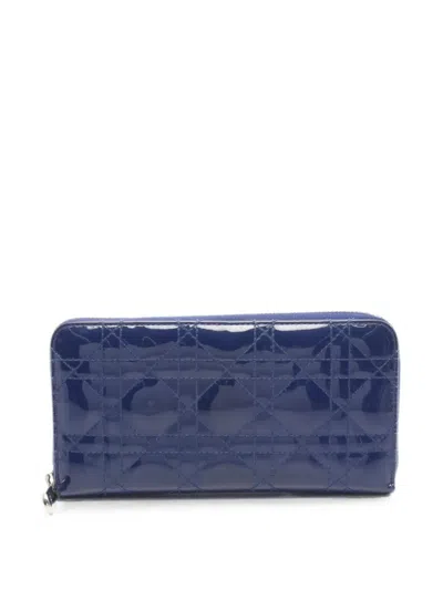Pre-owned Dior 2000s Lady  Cannage Wallet In Blue