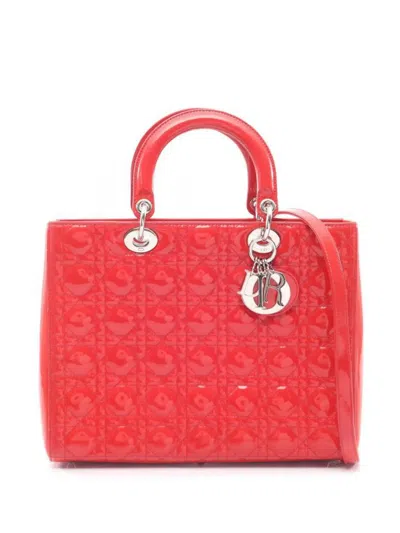 Pre-owned Dior 2000s Large Lady  Patent Leather Tote Bag In Red