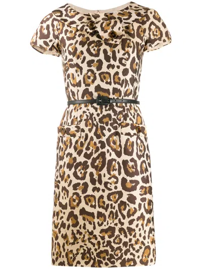 Pre-owned Dior 2000s  Leopard Print Dress In Brown